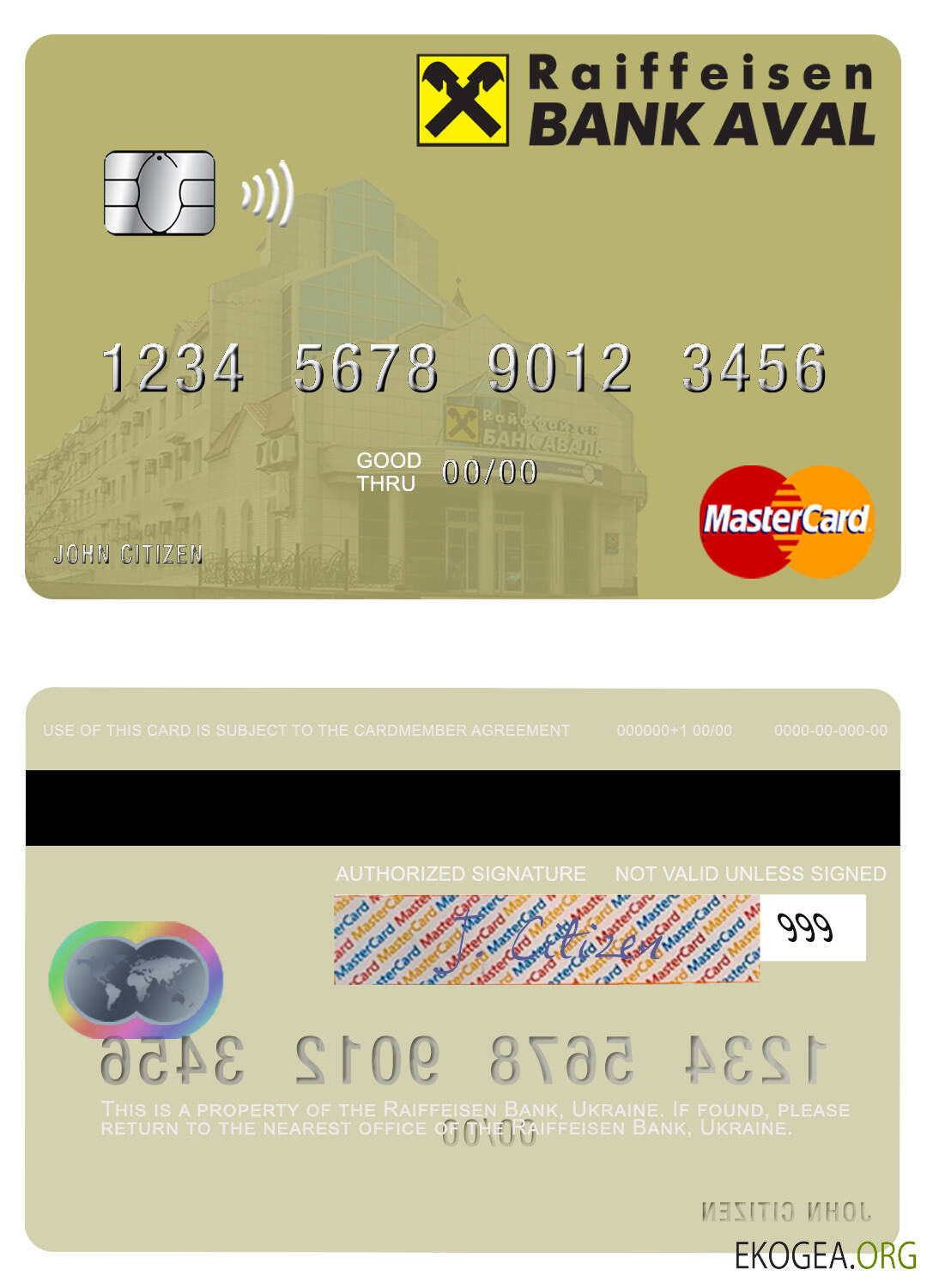 Carte Mastercard de la Banque Raiffeisen d'Ukraine